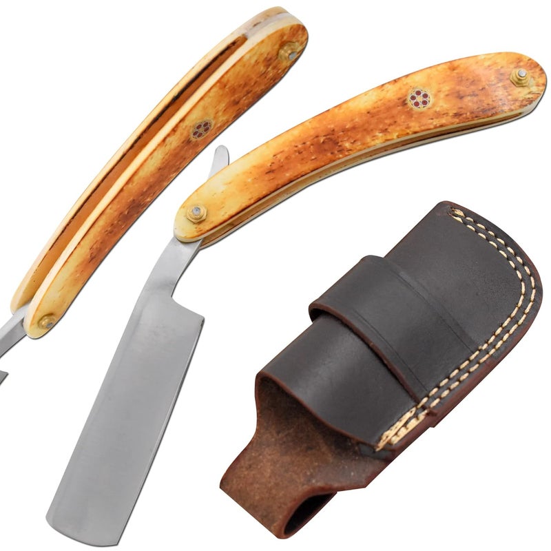 Old Ram Straight Razor | Straight Edge-Razor Red Wood & Bone Handle- Sharp | High Hardness Stainless Steel Cutthroat Straight Edge Blade | Barber Razor (219) - Image 1